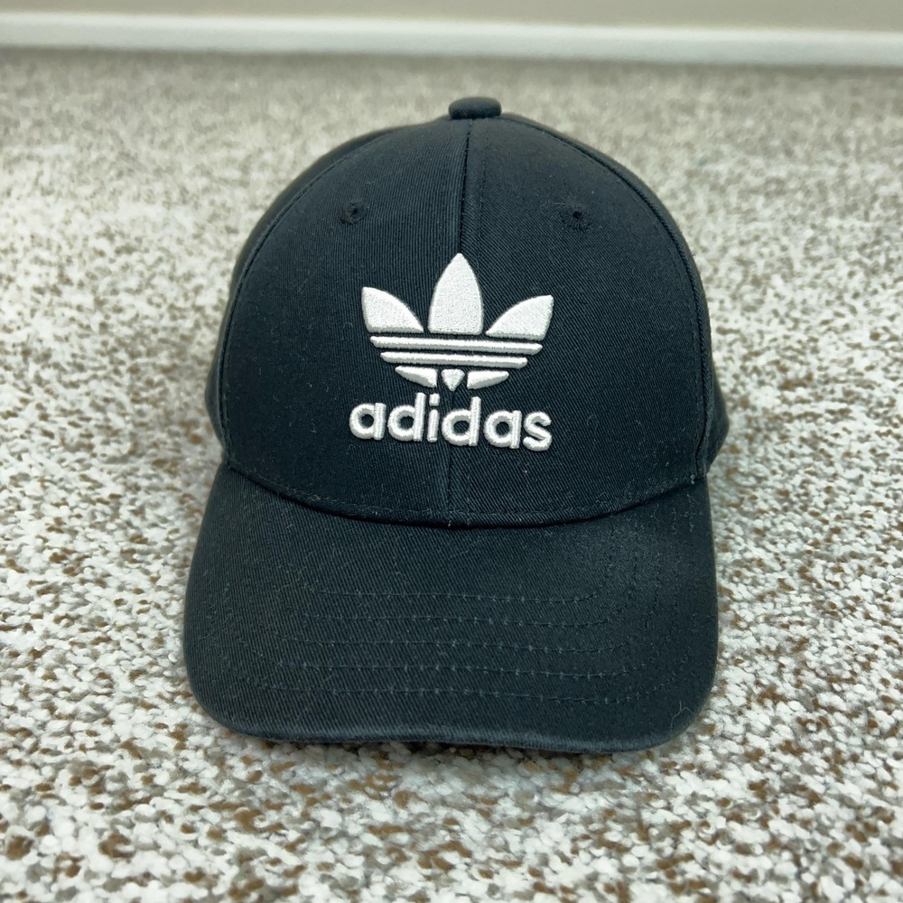 Adidas Hat Cap Strap Back Mens One Size Black Trefoil Logo Dad Baseball Sports‎